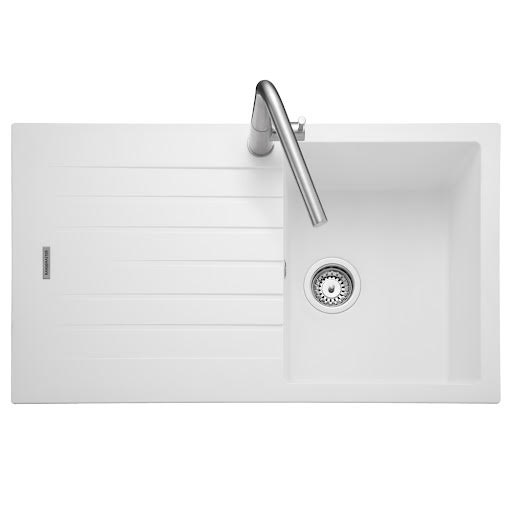 Rangemaster Andesite Inset Single Bowl Granite Kitchen Sink 860 x 500mm, White - AND860CW