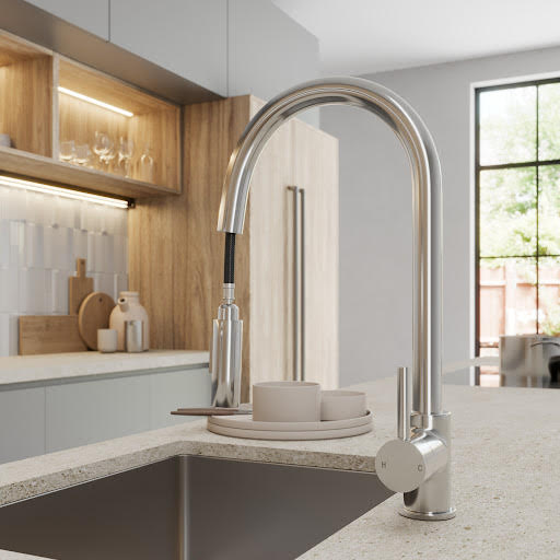 Sauber Pull Out Kitchen Tap with Dual Spray - Single Lever Chrome