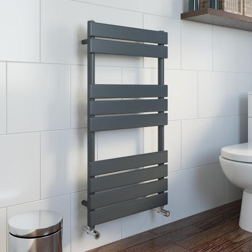 DuraTherm Dual Fuel Flat Panel Heated Towel Radiator - 950 x 500mm - Thermostatic Anthracite
