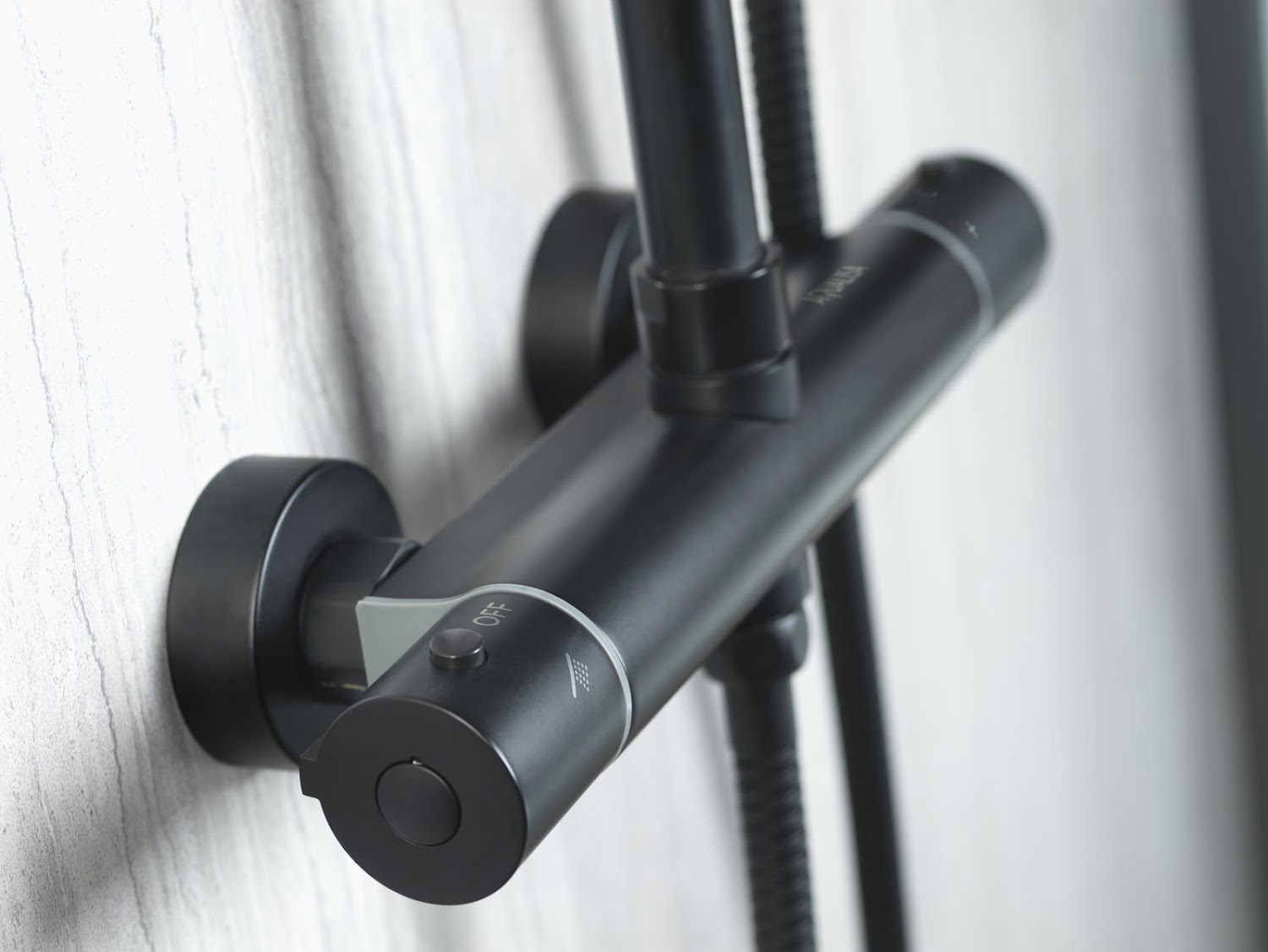 Aqualisa Deco Thermostatic Mixer Shower Round Bar Valve Black DECO.RND