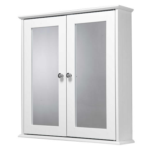 Croydex Ashby Hang ‘n’ Lock Wooden Double Door Mirror Cabinet 580 x 560mm - White