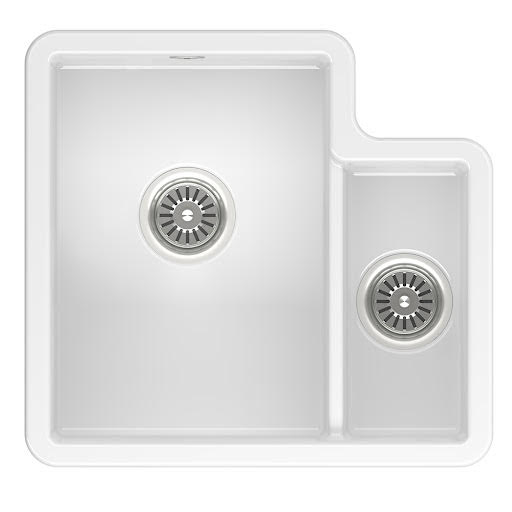 Reginox Tuscany II Ceramic 1.5 Bowl Kitchen Sink with Waste - White