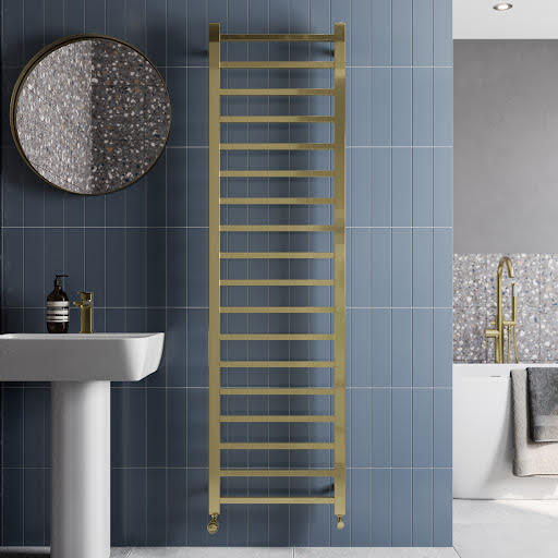 Solaro Square Bar Heated Towel Radiator Brushed Brass - 1800 x 500mm