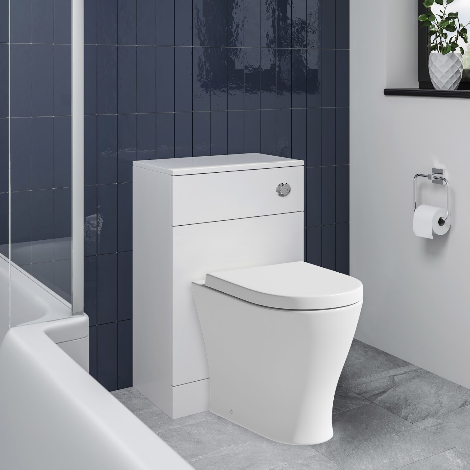 BTW Back to Wall Toilet Pan Concealed Cistern Unit 500mm Soft Close