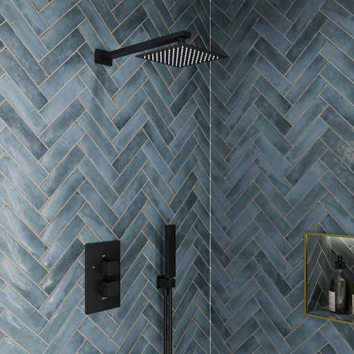 Merano Venosa Dual Head Cool Touch Thermostatic Concealed Mixer Shower - Black
