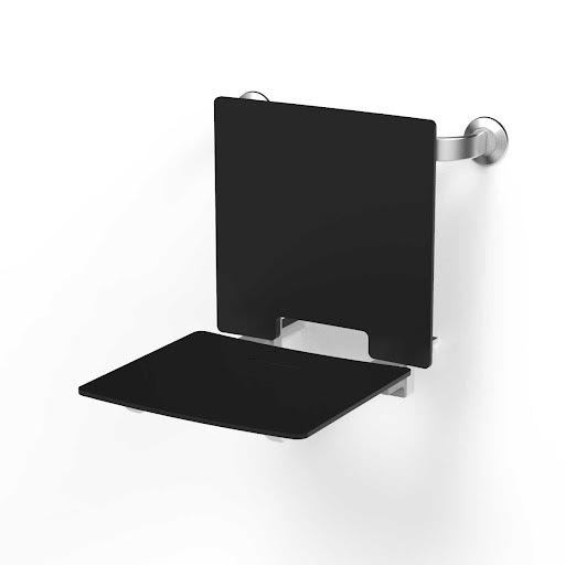 Photos - Other sanitary accessories NymaSTYLE Slimline Black Removable Shower Seat with Back - 331004/BL PWNYM