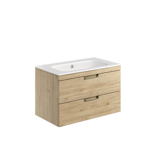 Scudo Aubrey Davos Oak Wall Hung Bathroom Vanity Unit with Basin 800mm