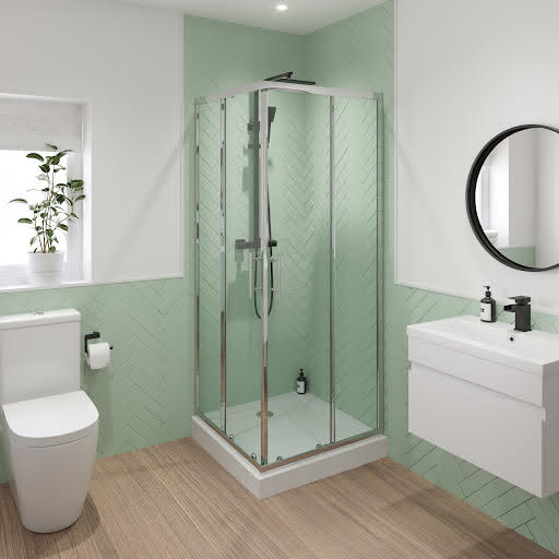 Luxura Corner Entry Shower Enclosure 760 x 760mm with Raised Non Slip Tray and Waste - 6mm