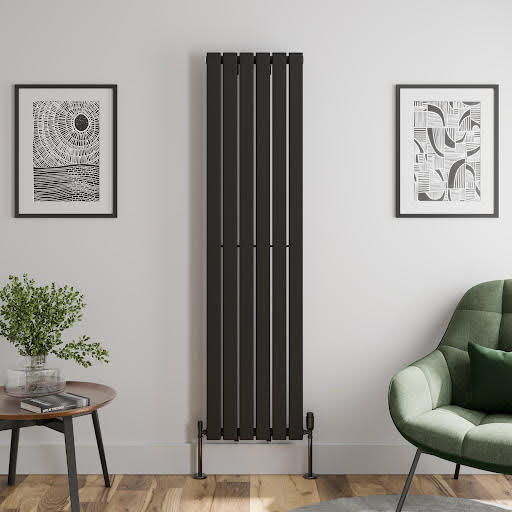 DuraTherm Vertical Single Flat Panel Designer Radiator - 1800 x 455mm Black