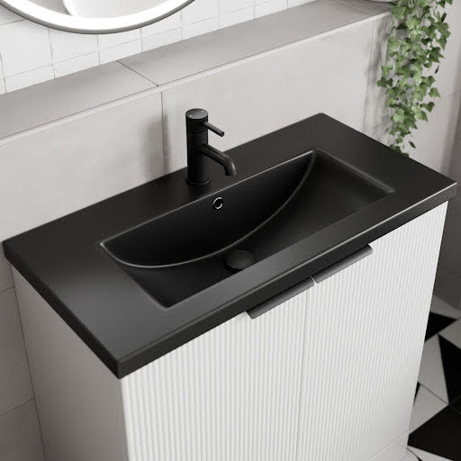 Affine Recessed Bathroom Basin 810mm - Matt Black