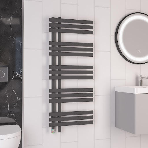 Solaro Loddon 1200 x 500mm Electric Heated Towel Radiator - Matt Anthracite