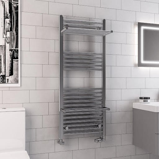 Solaro Haddenham Round Bar 1200 x 500mm Heated Towel Radiator with Hangers - Chrome