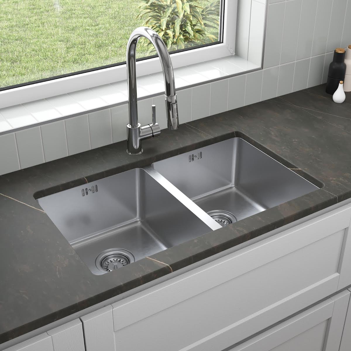 Sauber Undermount Double Bowl Stainless Steel Kitchen Sink