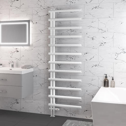 Solaro Marlow E-Style 1750 x 600mm Heated Towel Radiator - Matt White