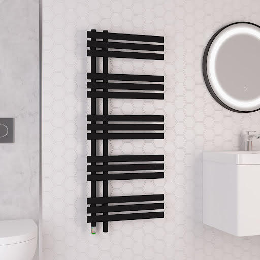 Solaro Loddon 1200 x 500mm Electric Heated Towel Radiator - Matt Black