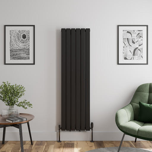 DuraTherm Vertical Double Flat Panel Designer Radiator - 1600 x 455mm Black