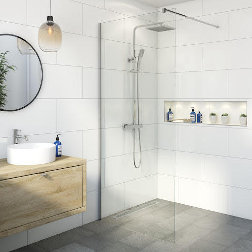 Diamond Wet Room Shower Screen 900mm - 8mm Chrome