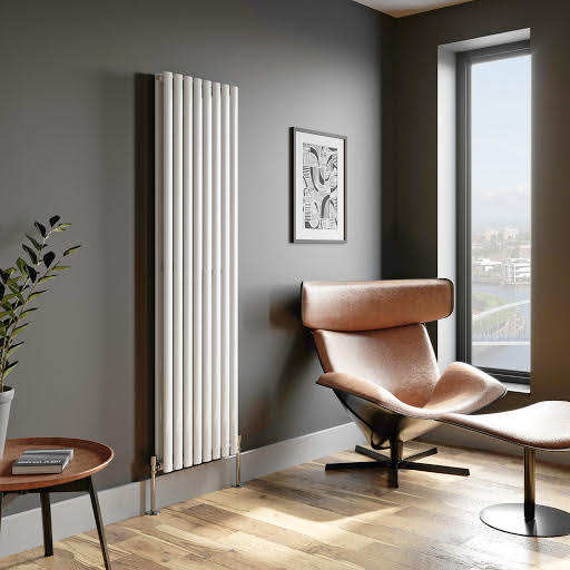 DuraTherm Vertical Oval Tube Double Panel Designer Radiator - 1800 x 480mm White