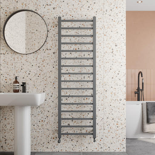 Solaro Square Bar Heated Towel Radiator Anthracite - 1600 x 500mm