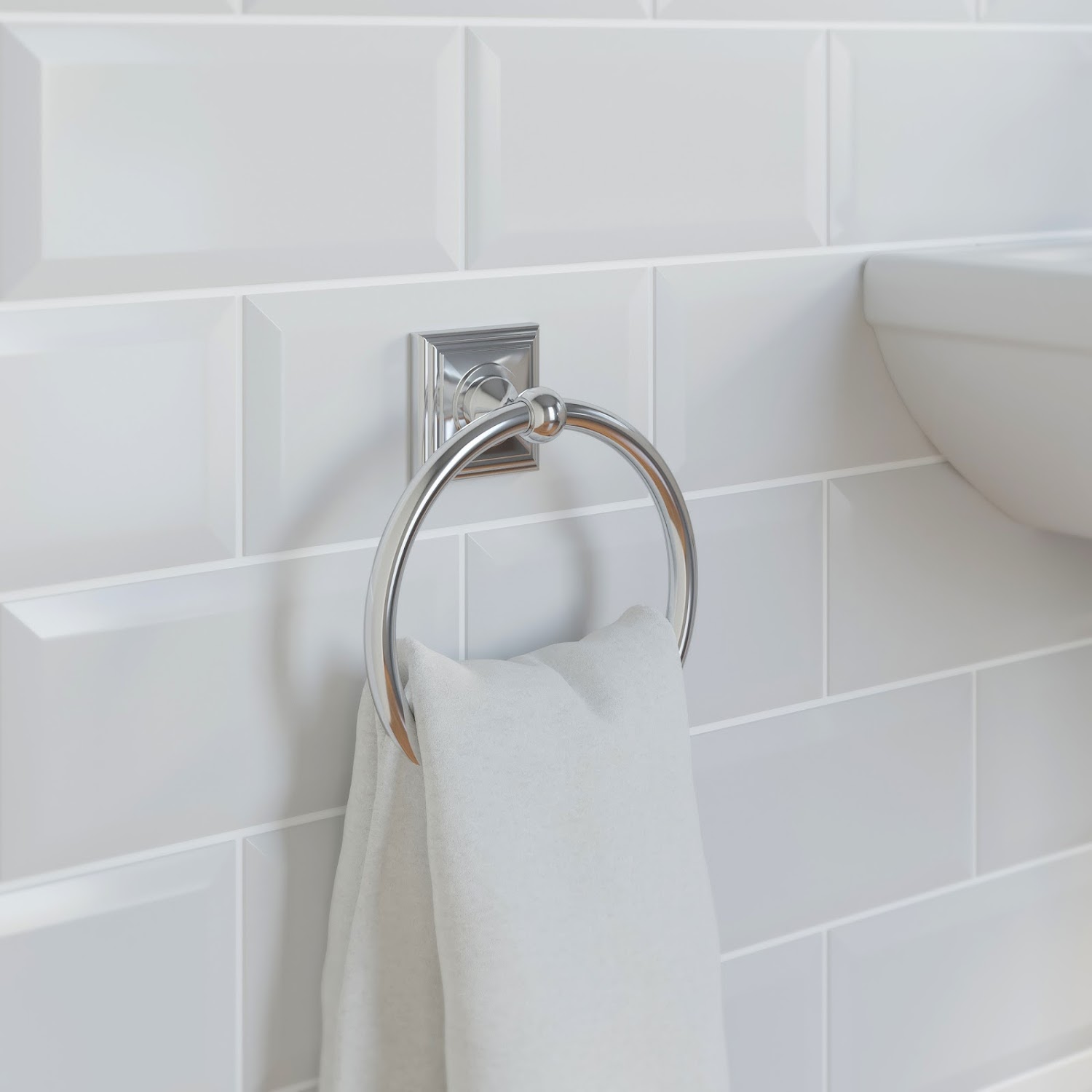 Bathroom Towel Ring Chrome Square Wall Mounted Stylish ...