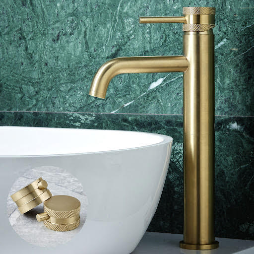 Merano Textured High Rise Mono Basin Mixer Tap - Brushed Brass