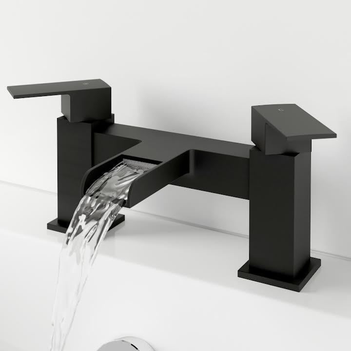 Affine Royan Black Bathroom Suite with L Shape Shower Bath 1700 & Artis ...