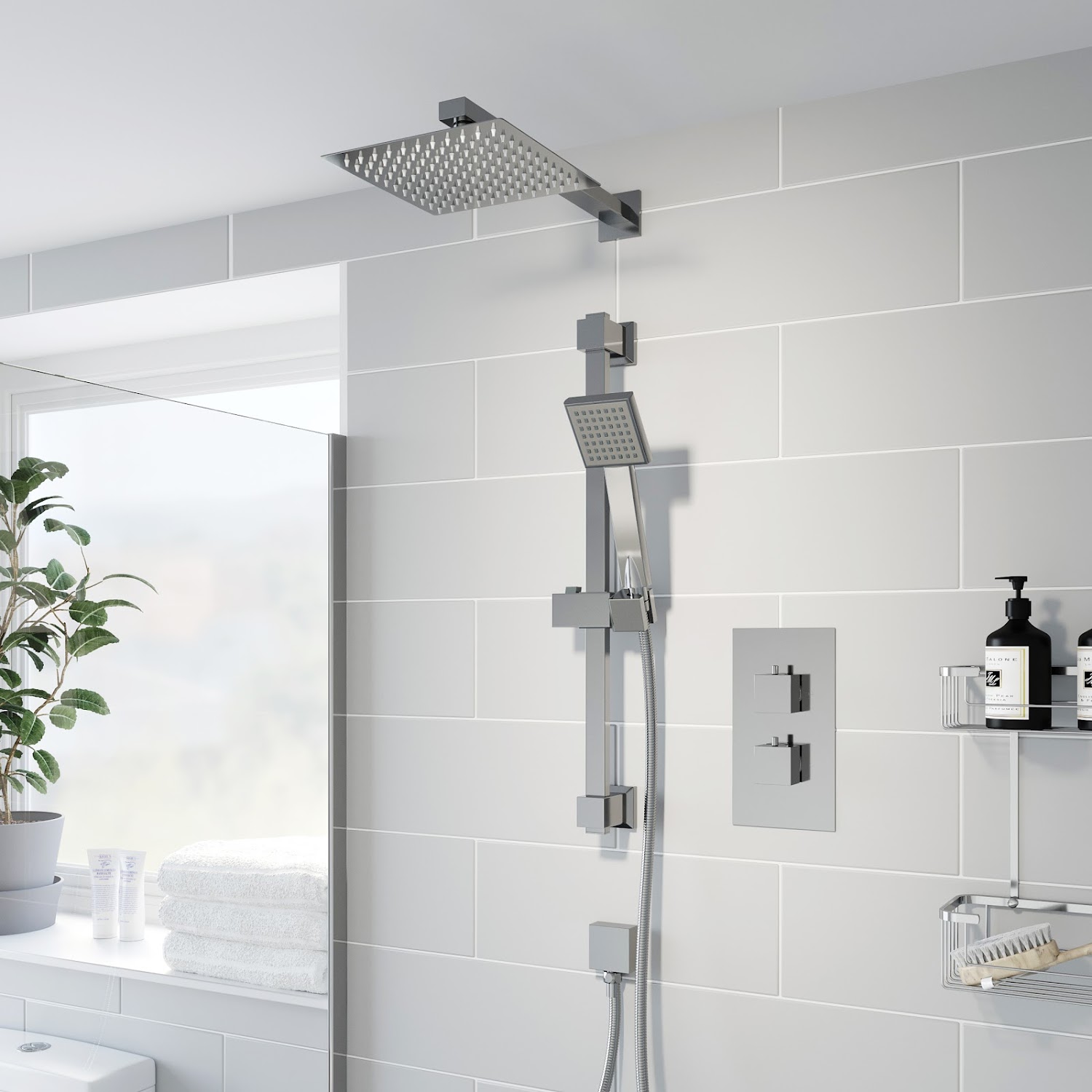 Thermostatic Concealed Square Shower Wall Mounted And Adjustable Shower Heads eBay