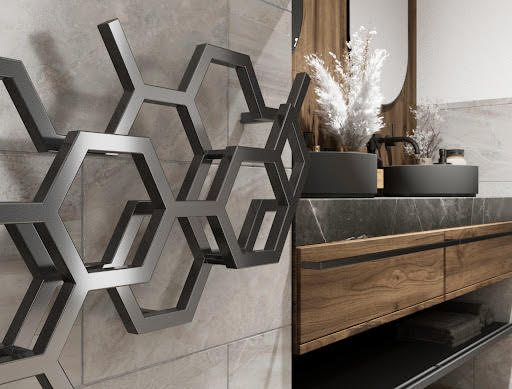 Terma Hex Sparkling Grey Designer Radiator 502 x 1126mm