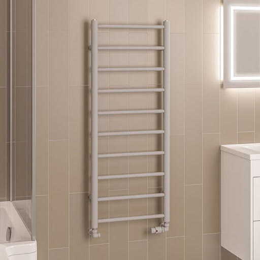 Solaro Tuscan Round Bar 1200 x 500mm Heated Towel Radiator - Matt Grey