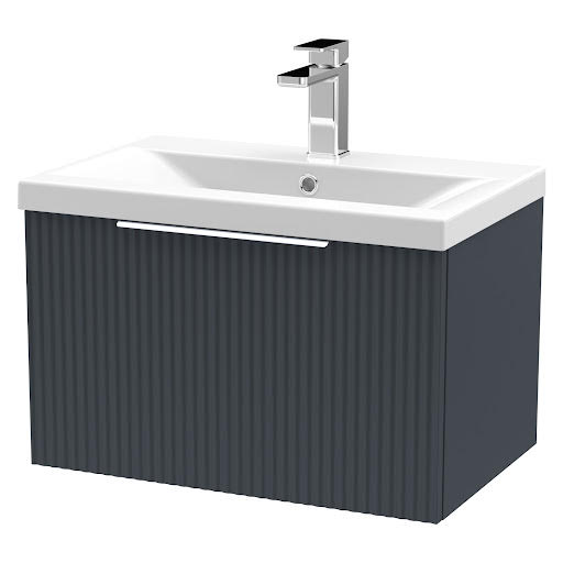 Opula Fluted Wall Hung Anthracite Vanity Unit - 600mm