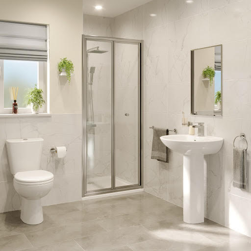 Hydrolux Bifold Shower Door 900mm with 900 x 900mm Tray - 4mm