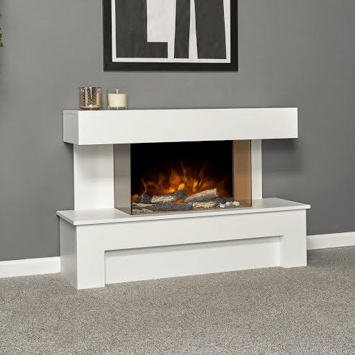 Adam Havanna White RemoteControl Electric Fireplace Suite 22524