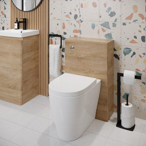 Regis Forma Wood Back to Wall Toilet Unit & Bordeaux Toilet - 500mm