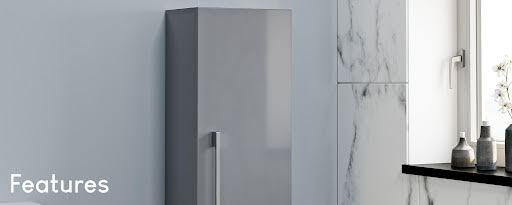 Artis Grey Gloss Wall Hung Tall Bathroom Cabinet 1200 x 350mm