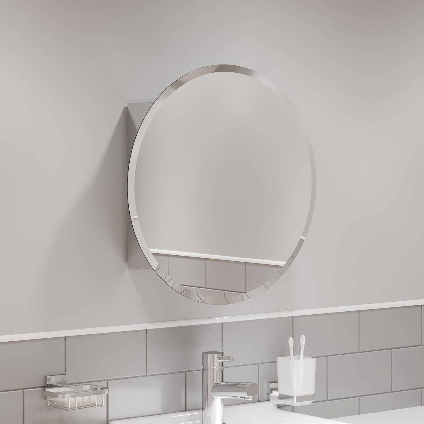 Round Door Bathroom Mirror Cabinet Cupboard Stainless Steel Wall Mounted 500mm Ebay