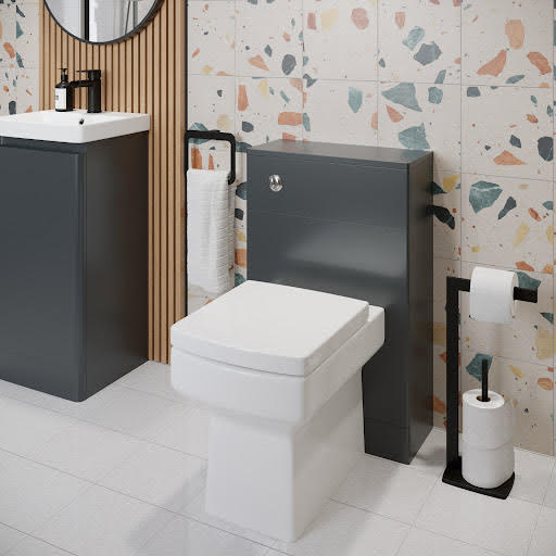 Regis Forma Anthracite Grey Back to Wall Toilet Unit & Royan Toilet - 500mm