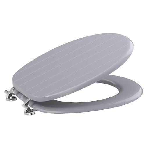 Ceramica Round Wooden Toilet Seat - Bottom Fix Grey Gloss Groove