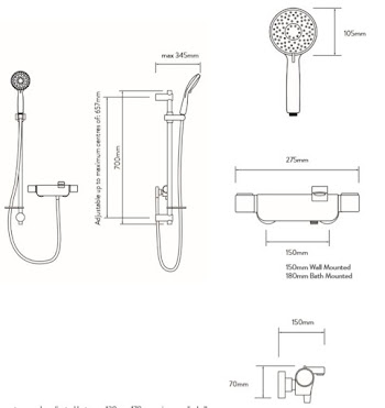Aqualisa Midas 220 Exposed Bath Shower Mixer - MD220BSM 14 Aqualisa Midas 220 Exposed Bath Shower Mixer - MD220BSM
