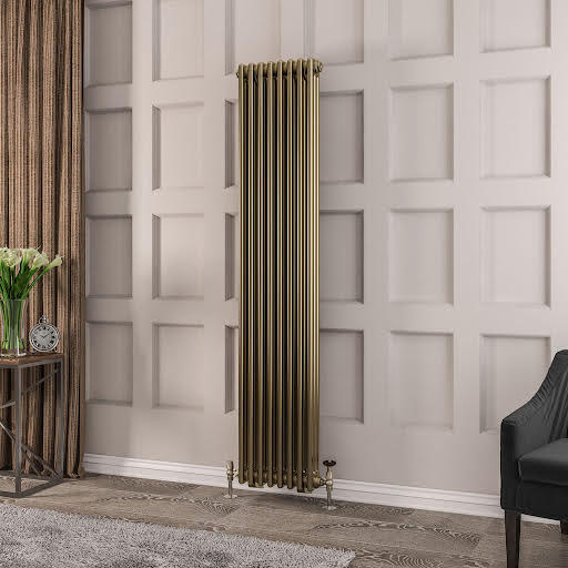 Eastlake Rivassa 1800 x 383mm Traditional 3 Column Vertical Radiator - Bronze Effect