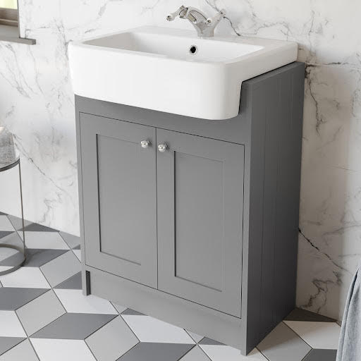 Park Lane Winchester Grey Traditional Freestanding Vanity Unit with Basin - 620mm