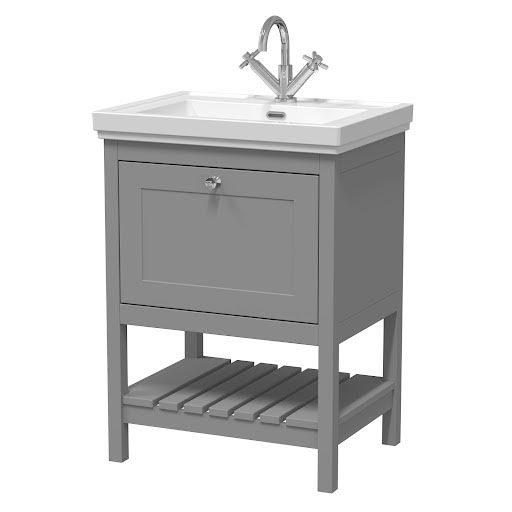 Eastlake Dover Cool Grey Traditional Freestanding Vanity Unit & Basin - 600mm