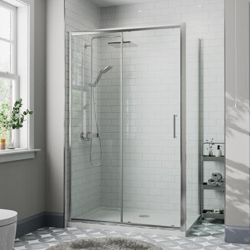 Diamond Sliding Shower Enclosure 1100 x 700mm with Tray and Waste - 8mm
