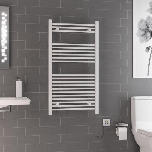 Solaro Biava Dry Element 1100 x 600mm Electric Heated Towel Radiator - Gloss White