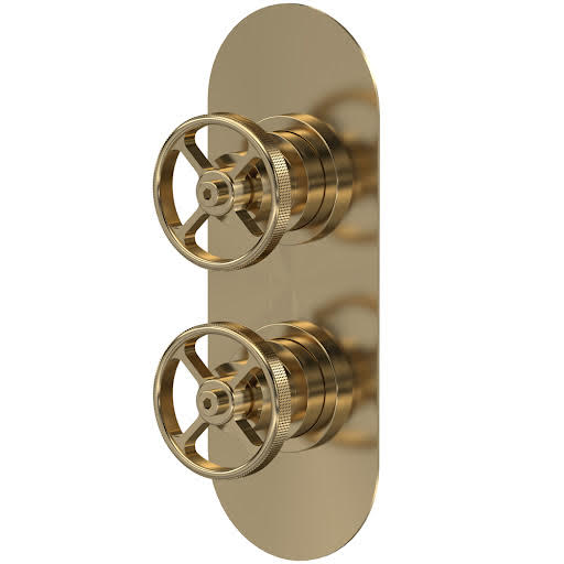 Hudson Reed Revolution Concealed Shower Valve with Diverter - Brushed Brass, Twin Outlet