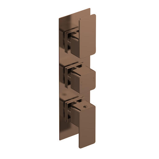 Aquari Quadro Concealed Thermostatic Shower Valve - Bronze, Triple Outlet