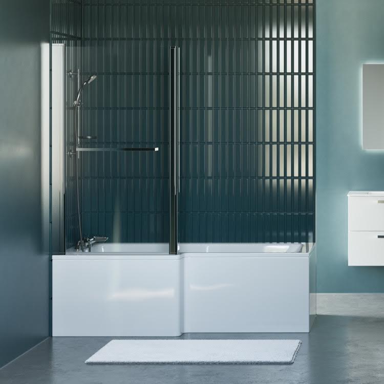 Ideal Standard Tempo Cube L Shower Bath 1700x800 Screen Panels RH