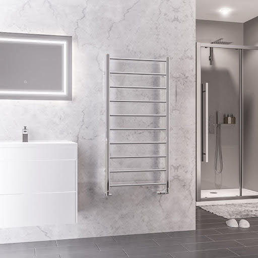 Solaro Tuscan Round Bar 1200 x 600mm Heated Towel Radiator - Chrome