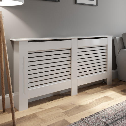 Radiator Cover Large White Horizontal Style