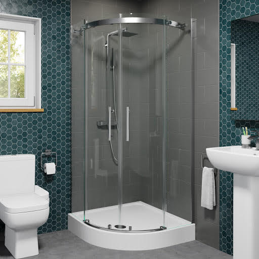 Diamond Frameless Quadrant Shower Enclosure 800mm with Shower Tray - 8mm