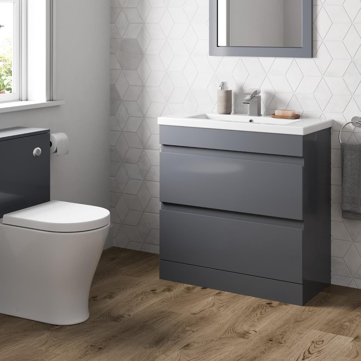 Artis Grey Gloss Bathroom Furniture Plumbworld
